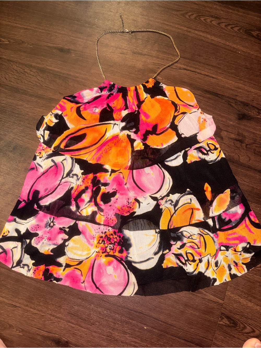 Express Floral Chain Neck Halter Top XS (A-34)
